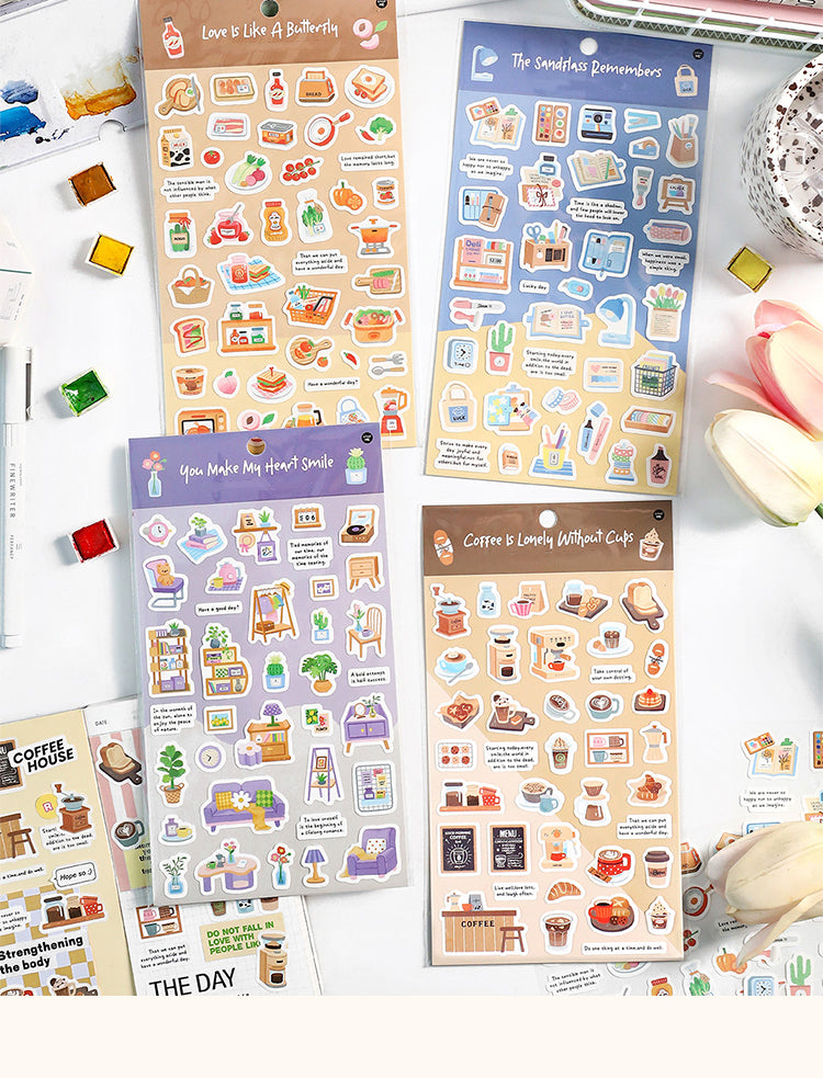 1Warm Spring Series Journal Decorative Adhesive Stickers - Home Goods Food Coffee