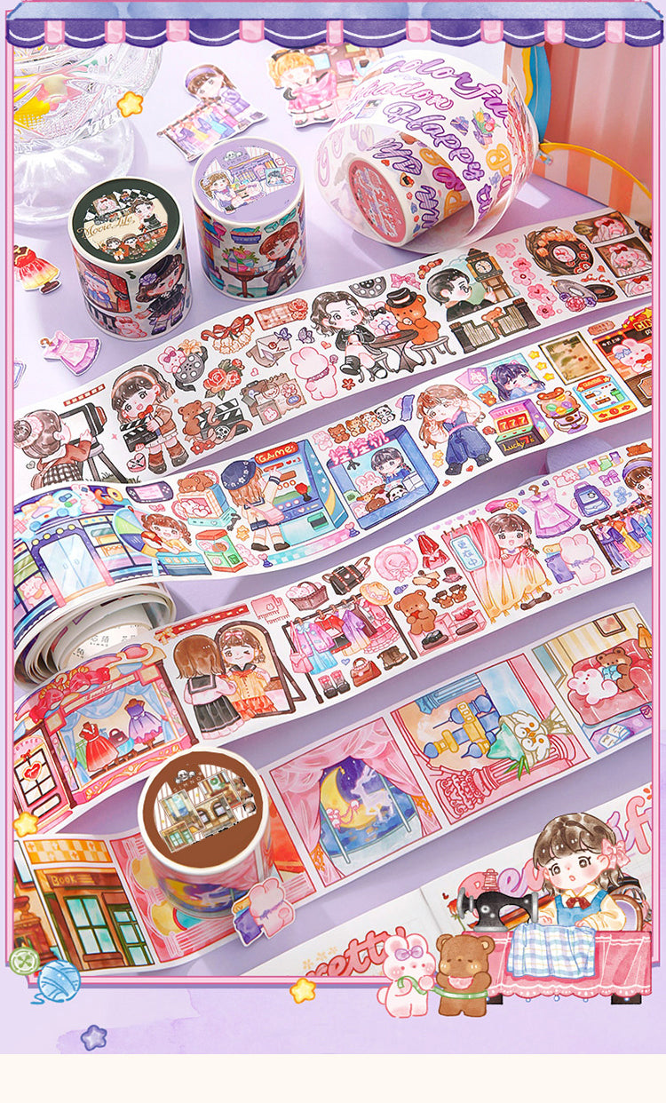 1Watercolor Cartoon Theme Washi Tape