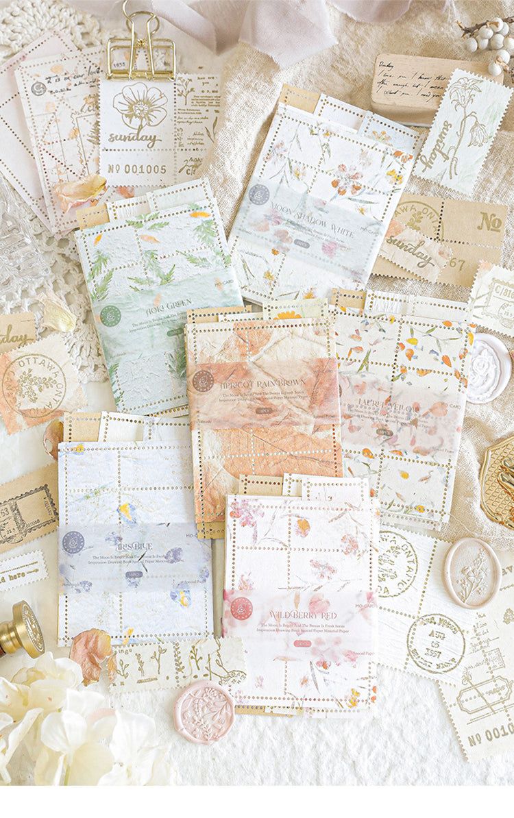 1White Moon Series Vintage Floral Paper DIY Journal Paper