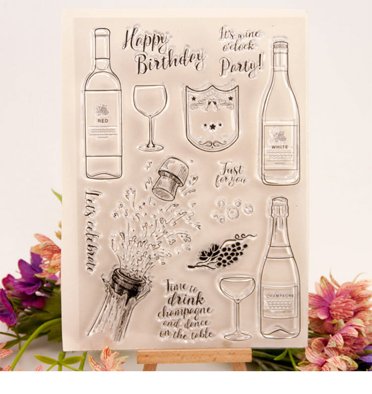 1Wine Bottle Clear Silicone Stamp
