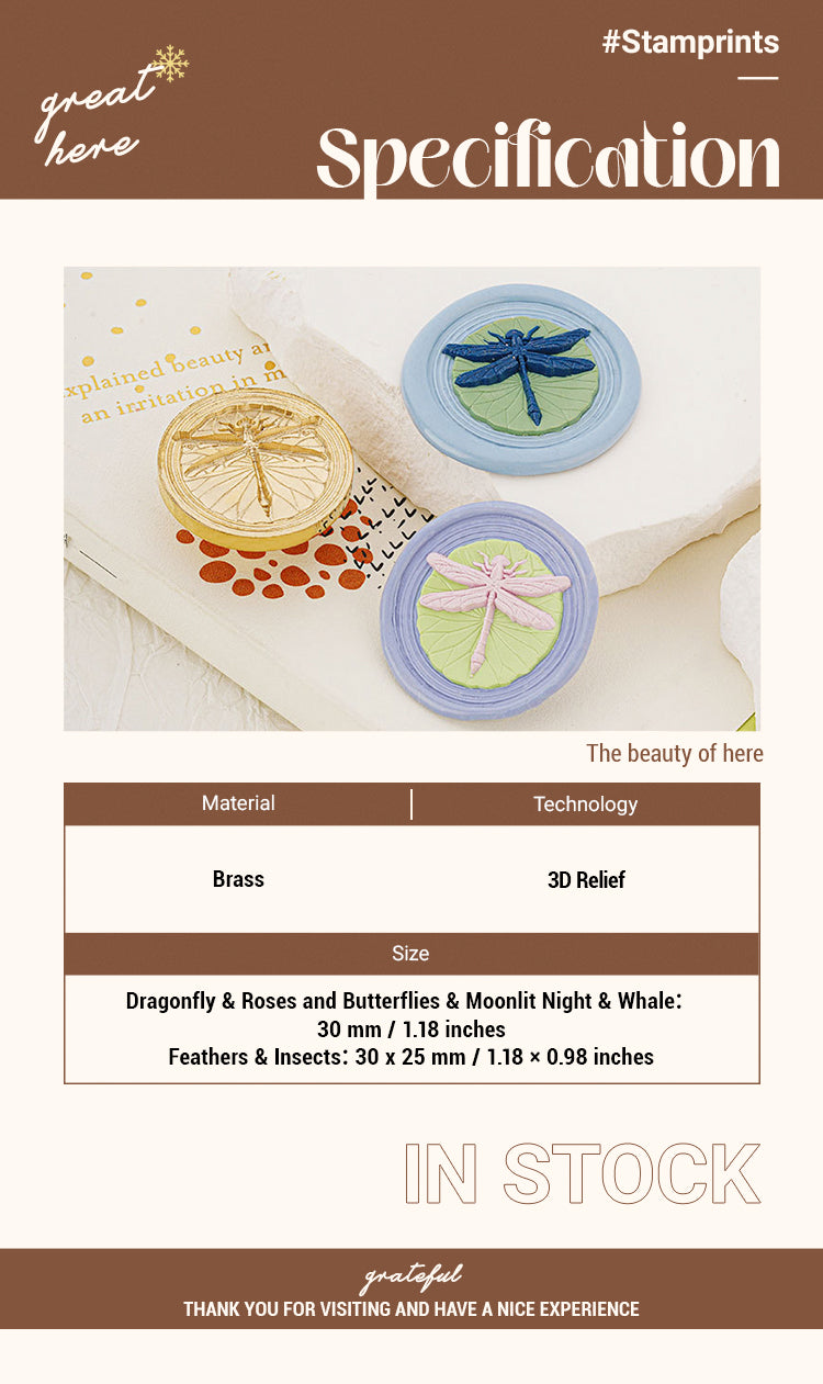 23D Relief Celestial Series Wax Seal Stamp - Insects, Butterflies, Whales1