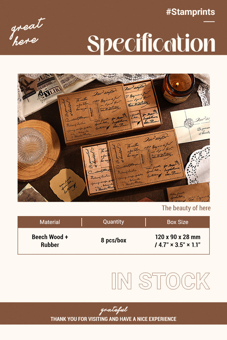 2Artistic Font Series Retro English Wooden Rubber Stamp Set1