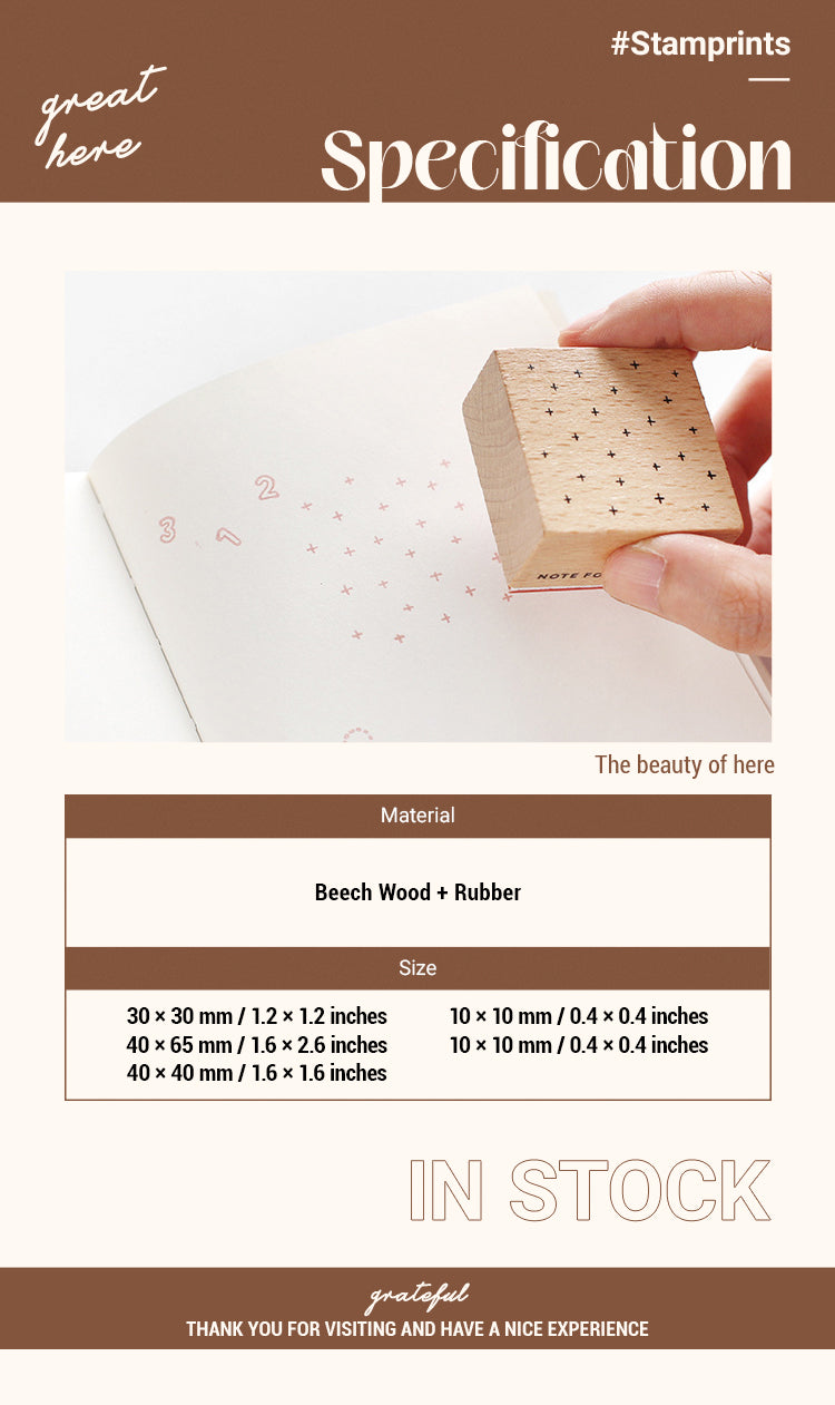 2Basic Number and Shape Wooden Rubber Stamp Set1