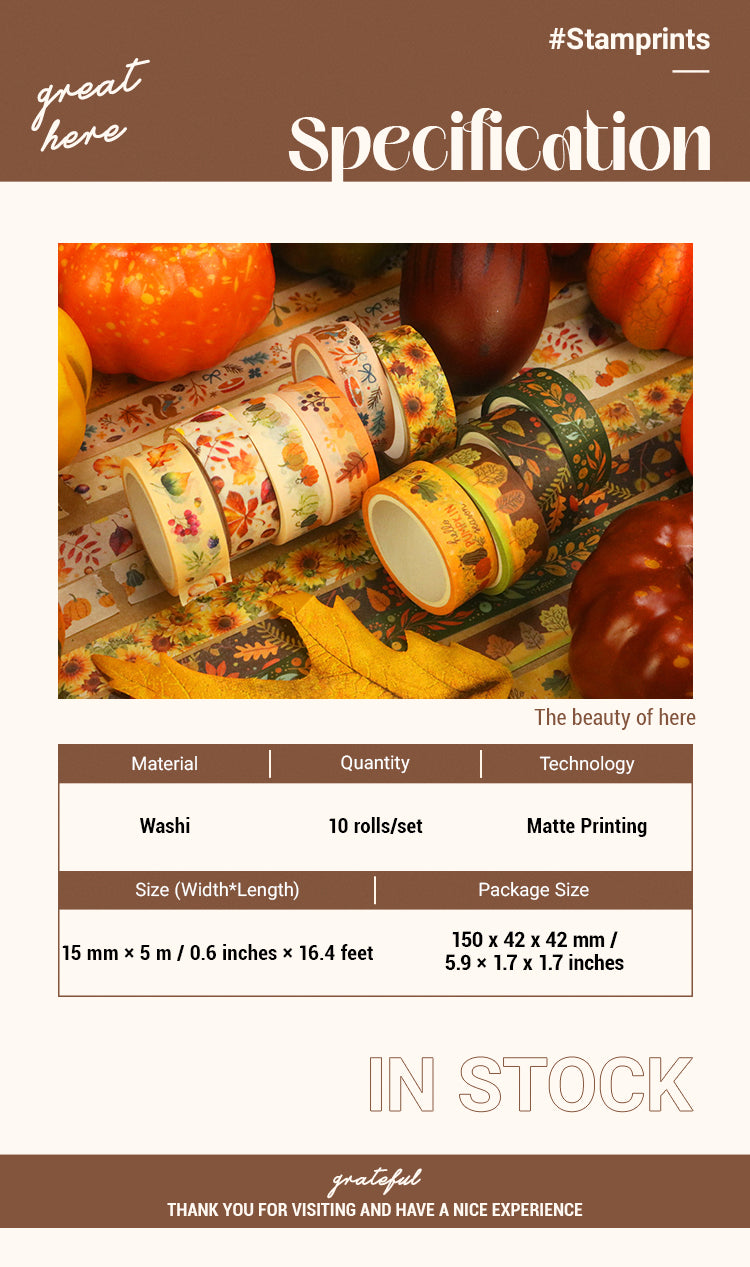 2Botanical Autumn Washi Tape Set (10 Rolls)1