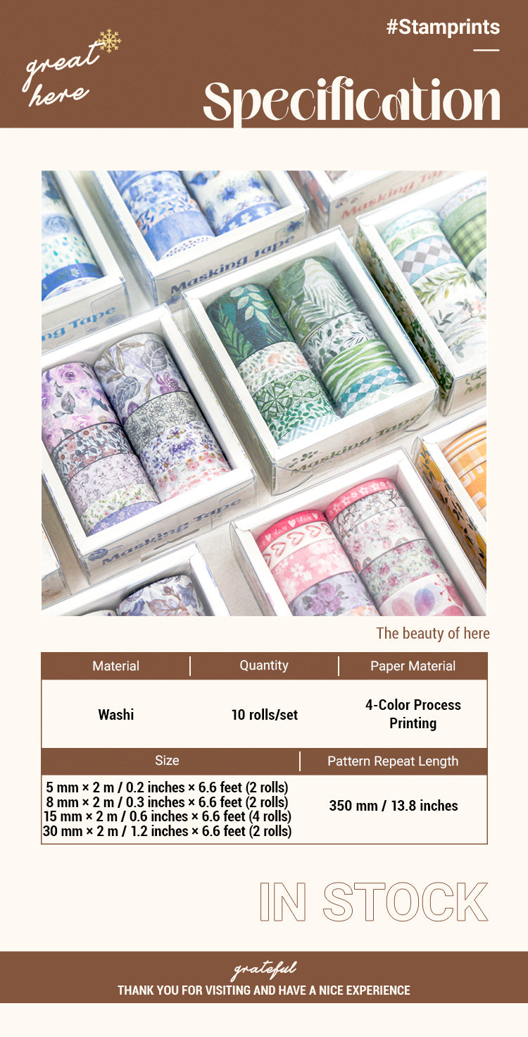 2Botanical Forest Flower Washi Tape Set (10 Rolls)1