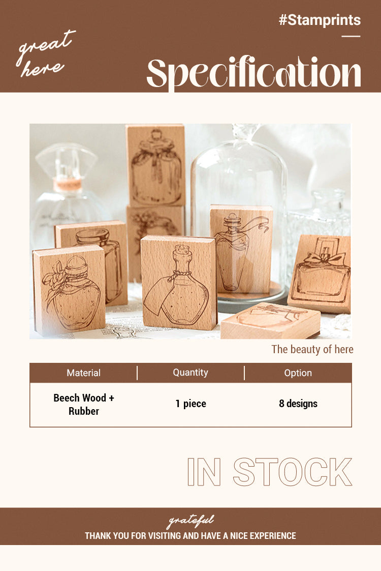 2Bottle's Light and Shadow Series Bottle Theme Wooden Rubber Stamp
