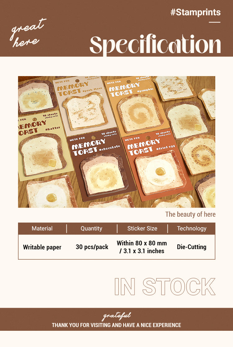 2Bread Shaped Sticky Notes - 30PCS1