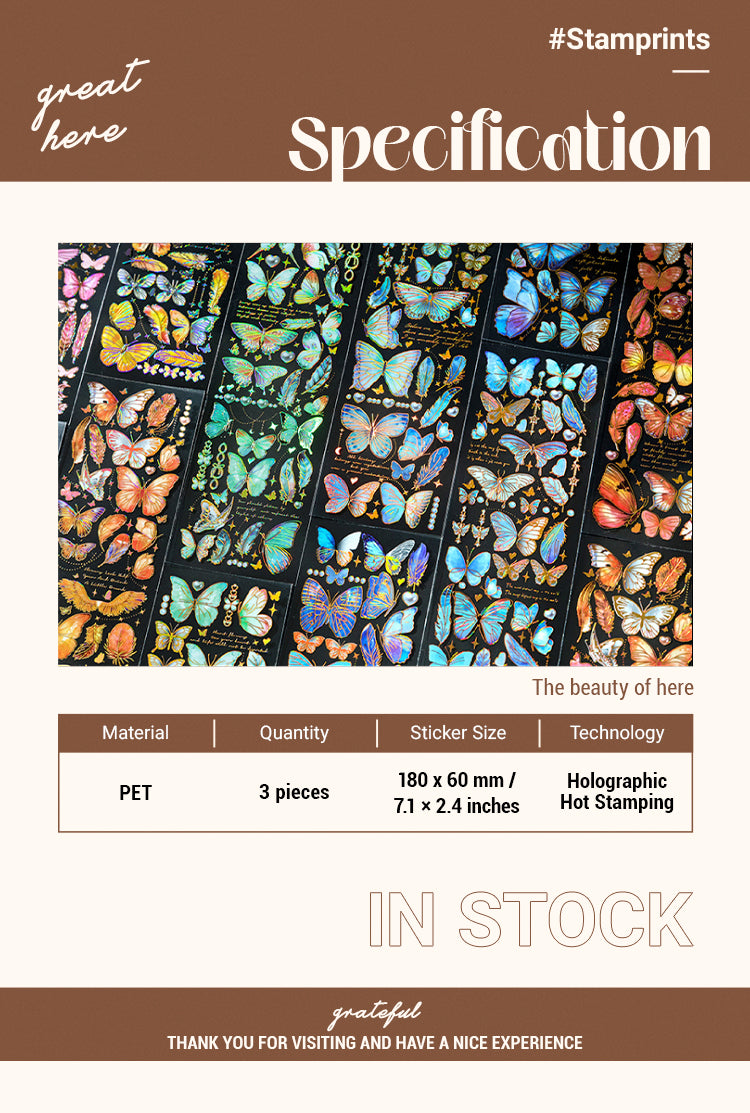 2Butterfly-themed Holographic Hot Stamping PET Sticker Sheet1