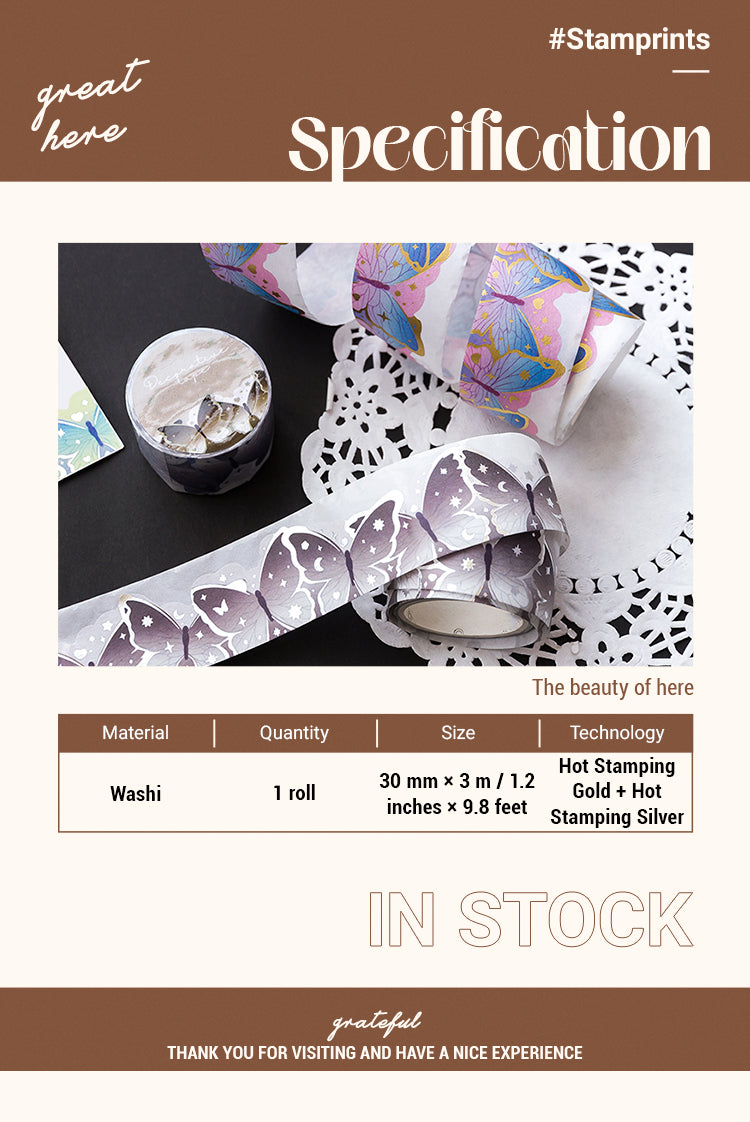 2Butterfly Foil Stamped Washi Decorative Tape1