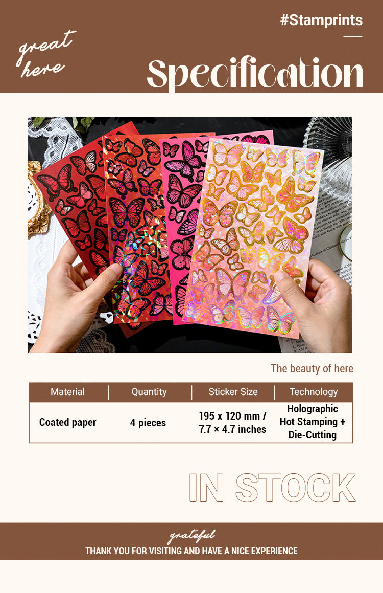 2Butterfly Holographic Hot Stamping Coated Paper Sticker Sheets1