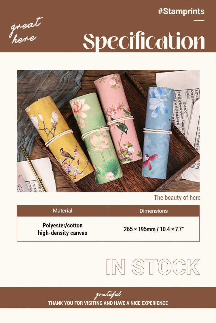 2Chinese Style Retro Simple Roll Up Pencil Case1