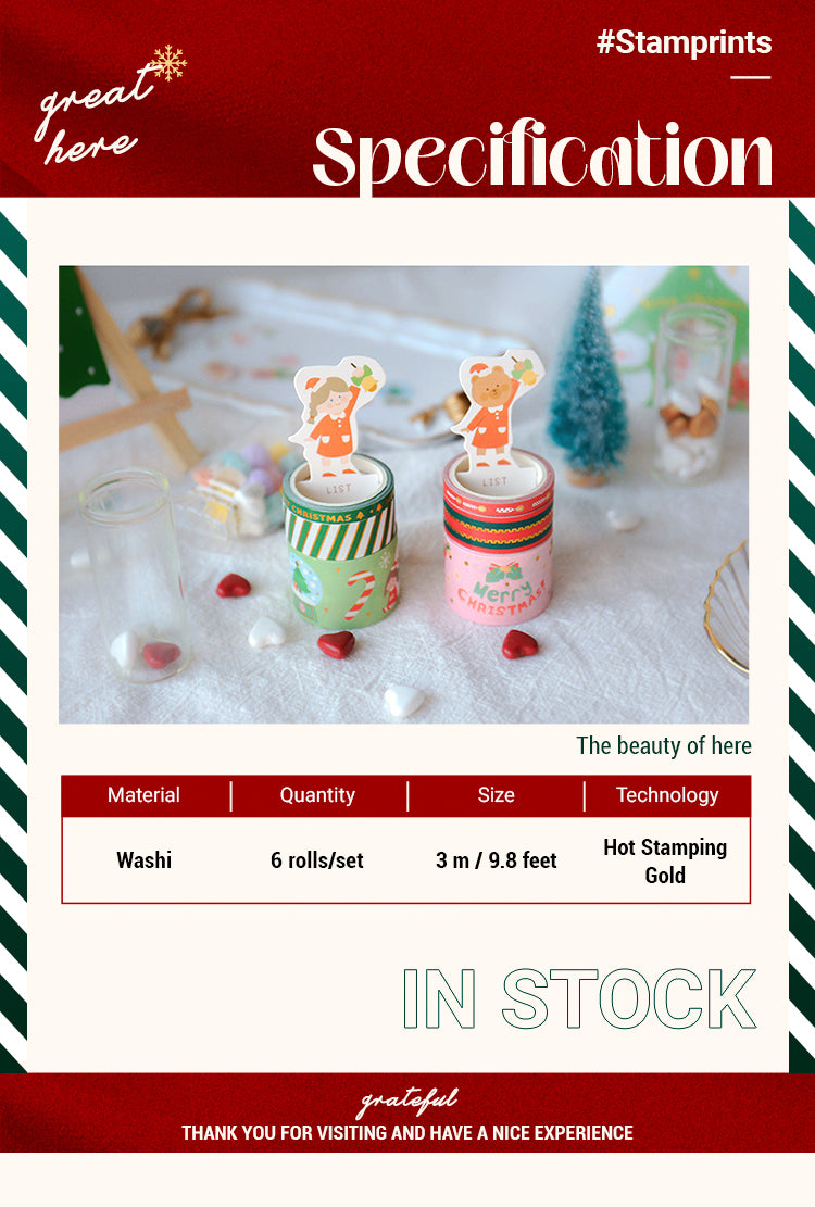 2Christmas Cartoon Foil Washi Tape Set (6 Rolls)1