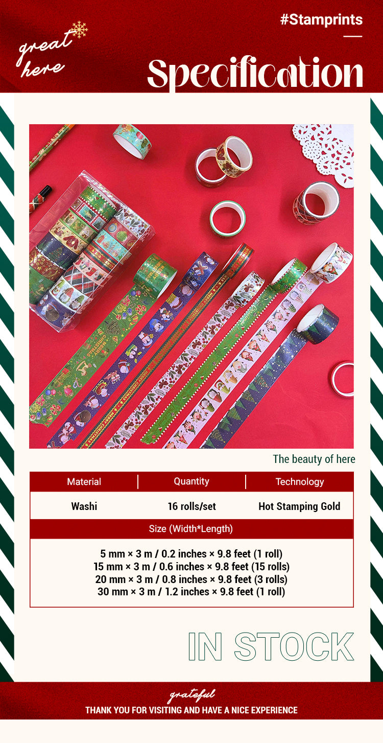 2Christmas Cartoon Washi Foil Tape Set (16 Rolls)1