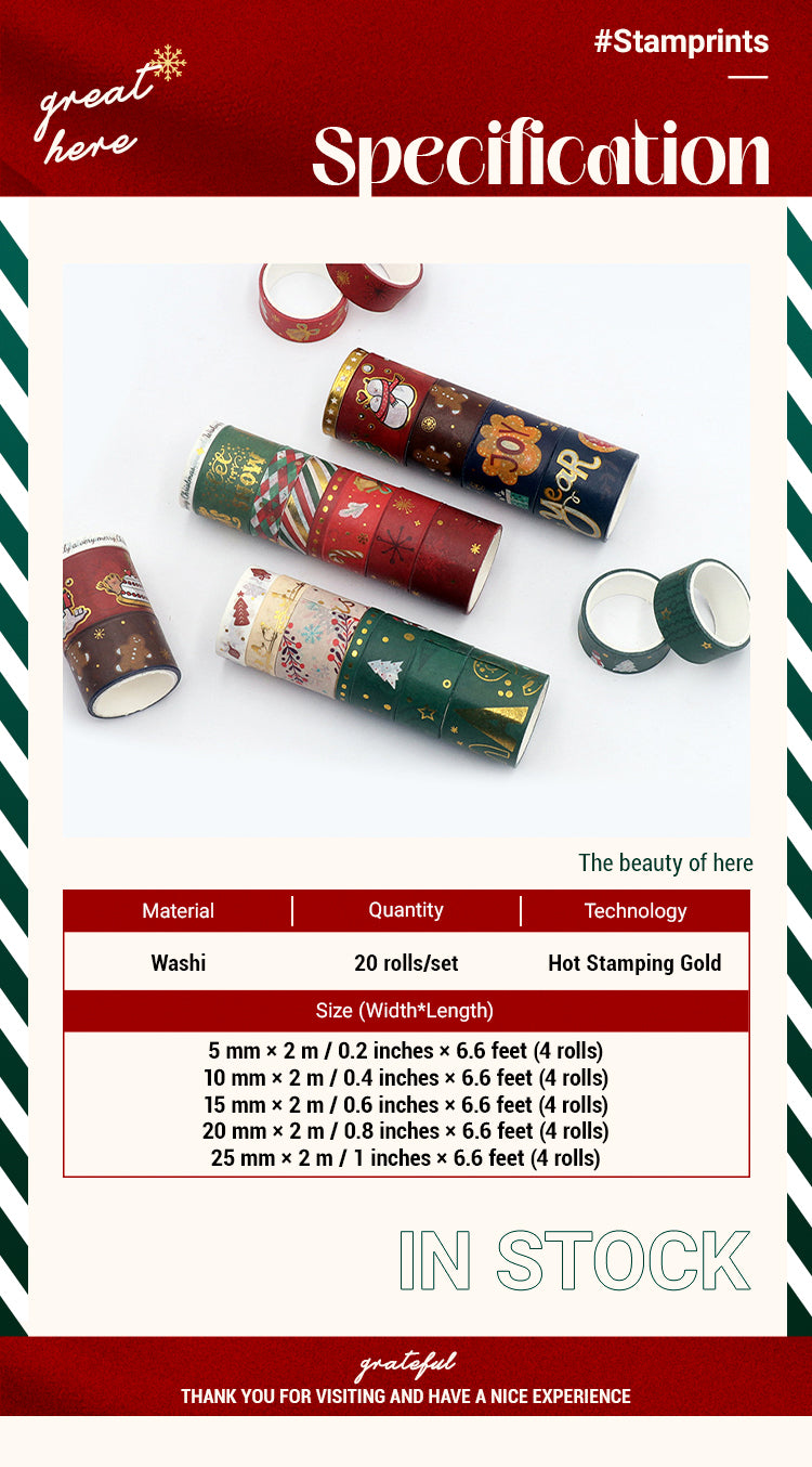 2Christmas Hot Stamping Gold Washi Tape Set (20 Rolls)1