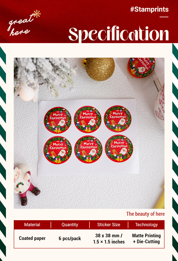 2Christmas Red Decorative Seal Stickers1