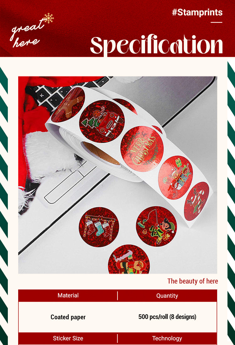 2Christmas Red Gift Sealing Stickers1