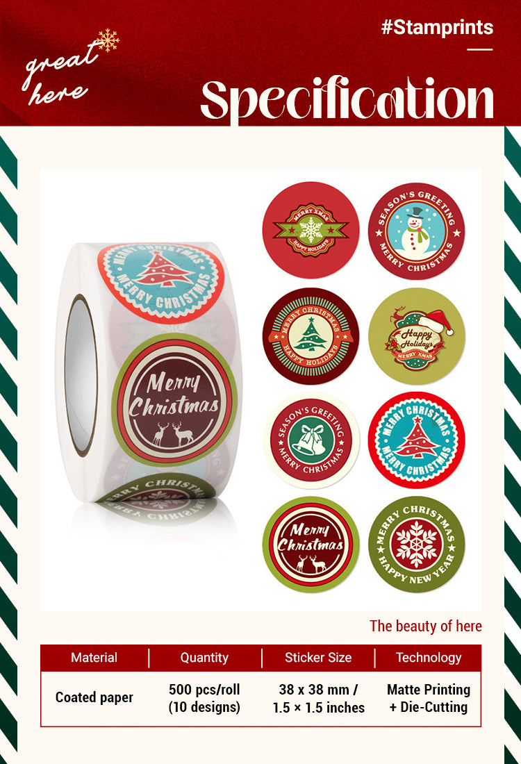 2Christmas Rolled Adhesive Labels Stickers1