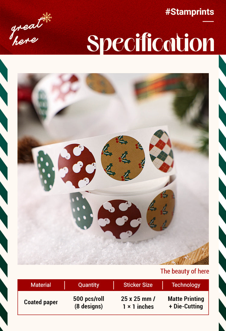 2Christmas Round Basic Seal Stickers1