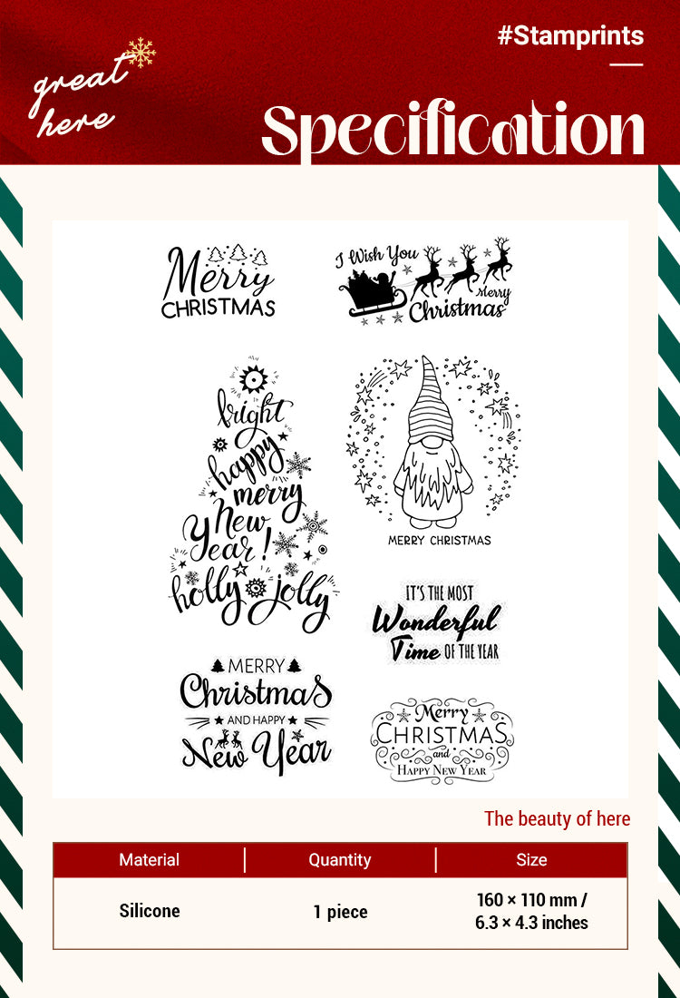 2Christmas Silicone Rubber Stamps - Greetings, Animals, Characters1