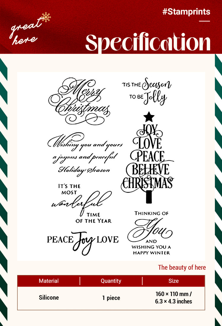 2Christmas Silicone Stamps - Tree, Words, Blessings, Penguin1