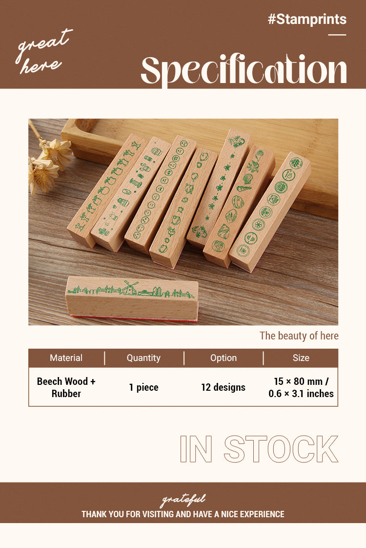 2DIY Decoration Flower Border Long Wooden Rubber Stamp