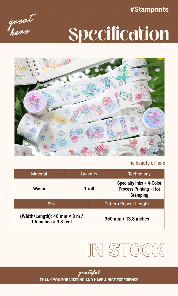 Tape - Dreamy Glass Fantasy Series Fresh Floral Washi Tape