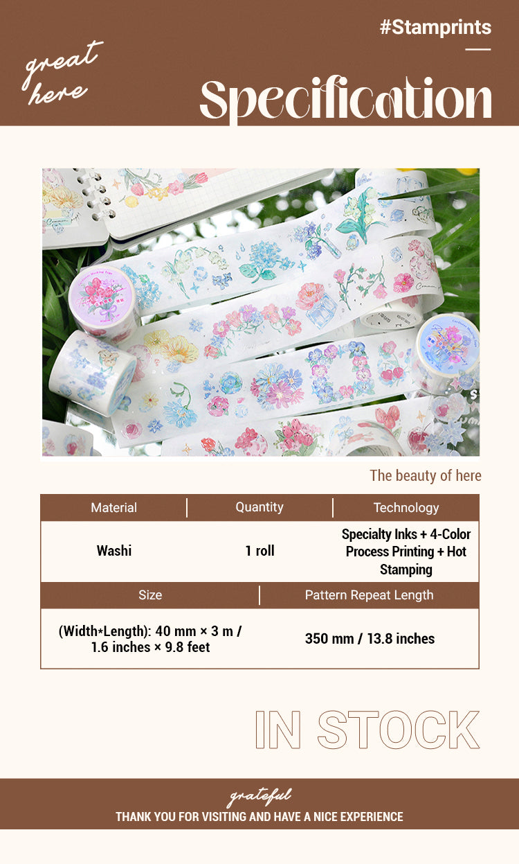 2Dreamy Glass Fantasy Series Fresh Floral Washi Tape