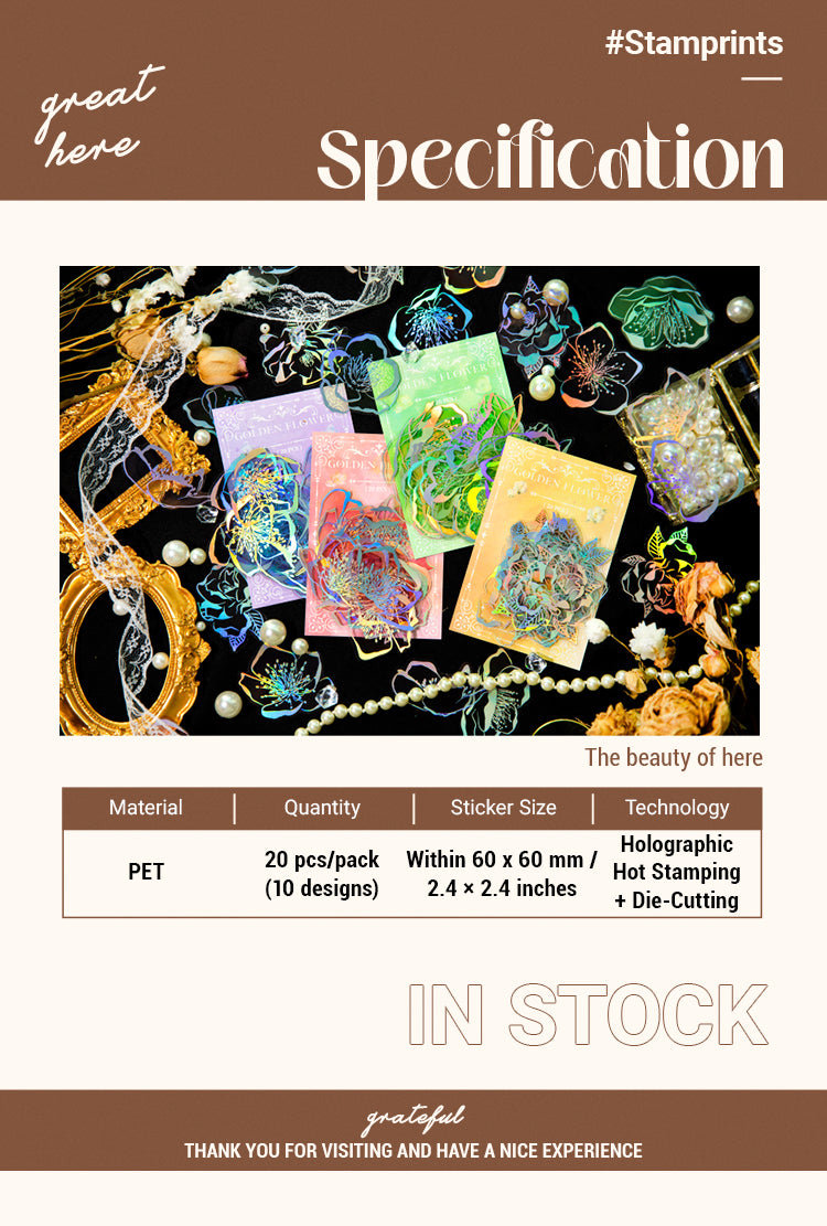 2Flower Holographic Hot Stamping PET Sticker1