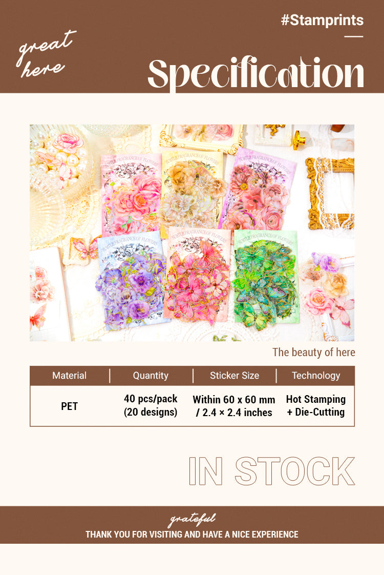 2Flower and Butterfly Gold Foil PET Stickers1