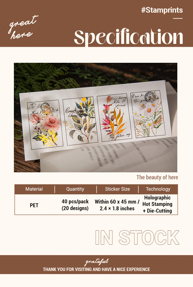 2Flower and Plant Holographic Hot Stamping PET Stickers - Eucalyptus, Grass, Rose, Bouquet, Daisy1