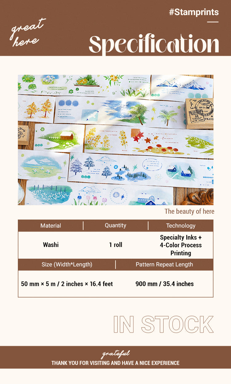 2Four Seasons Landscape Washi Tape - Fields, Beaches, Snow, Autumn1