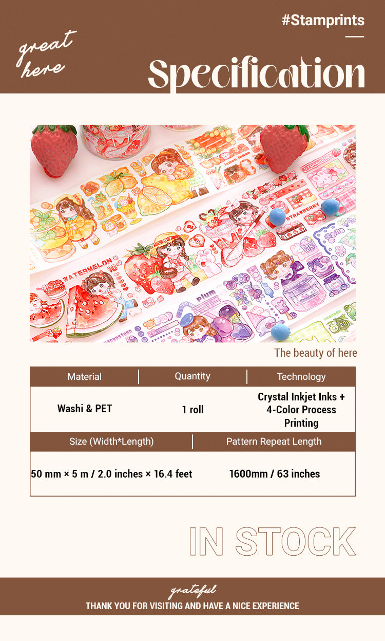 2Fruit Paradise Cartoon Creative Decorative Tape