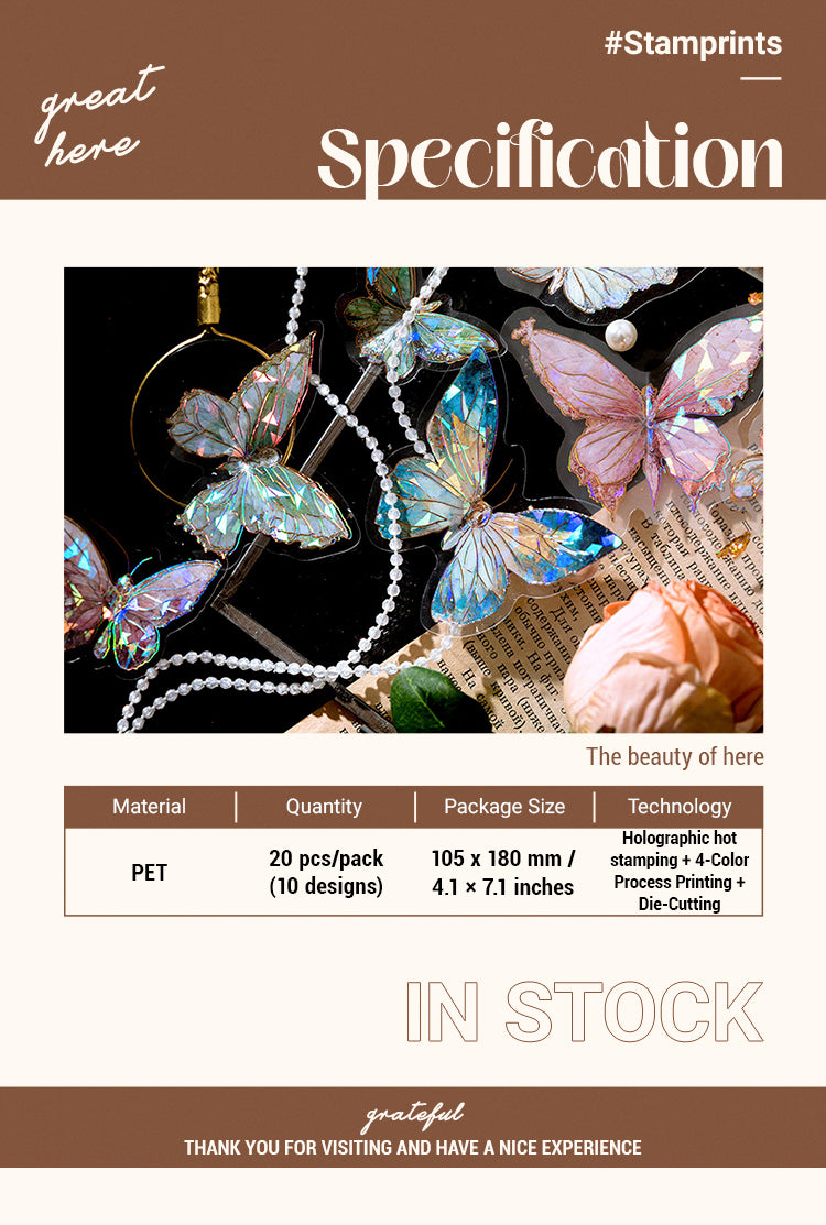 2Gem-Like Glittering Butterfly PET Stickers1