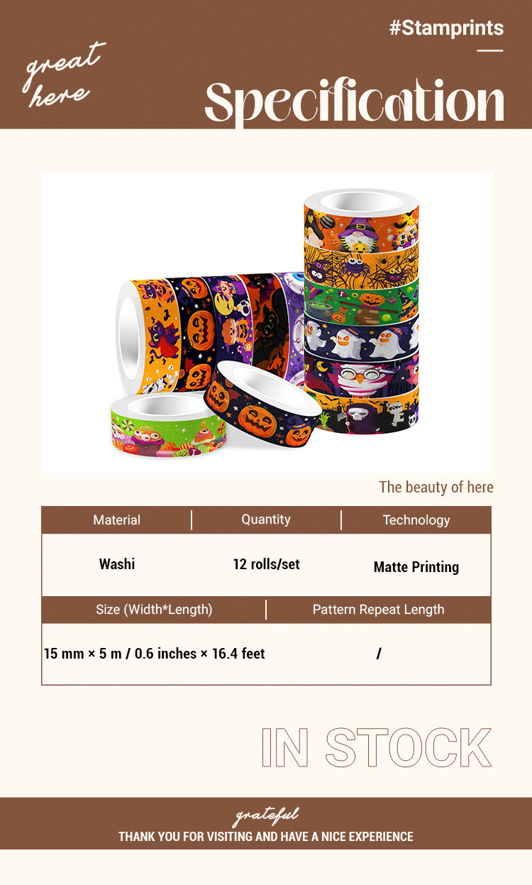 2Halloween Cartoon Washi Tape Set (12 Rolls)1