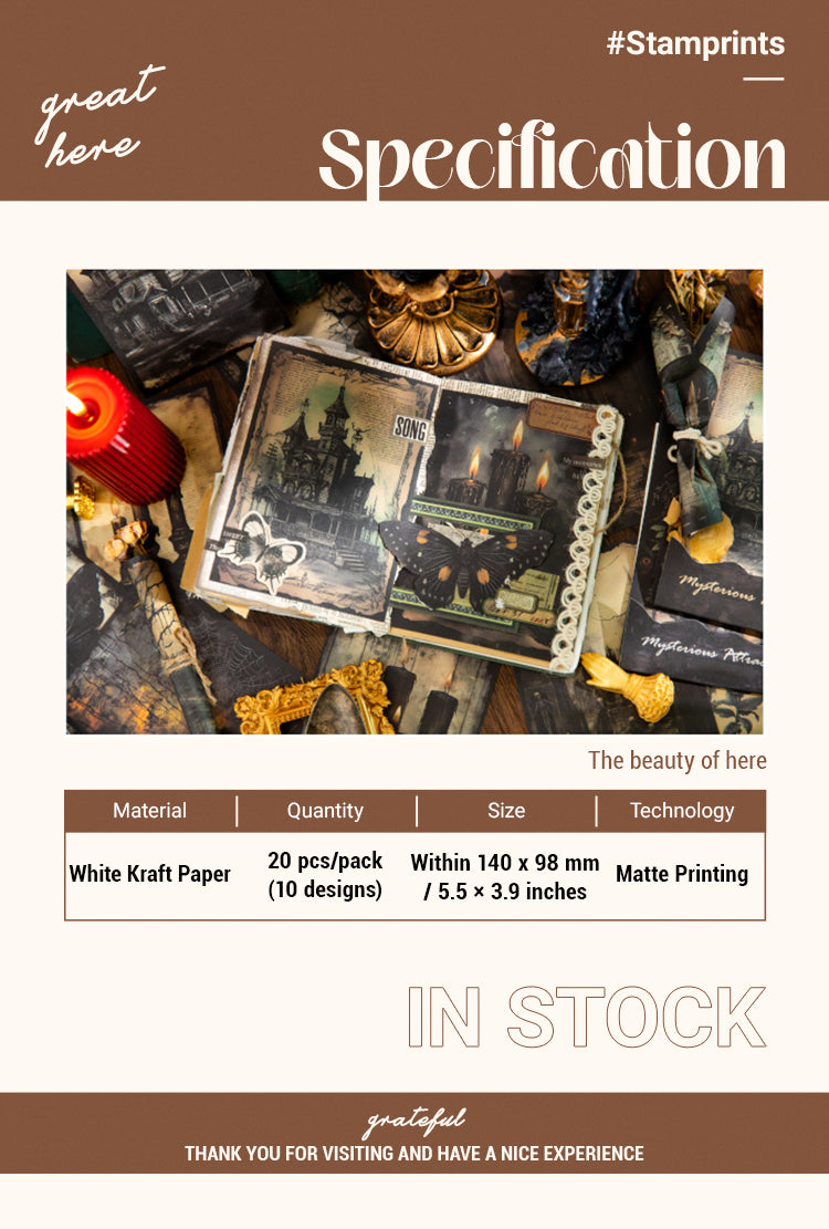 2Halloween Horror Scrapbook Paper - Candle, Butterfly, Crow, Bottle, Castle1