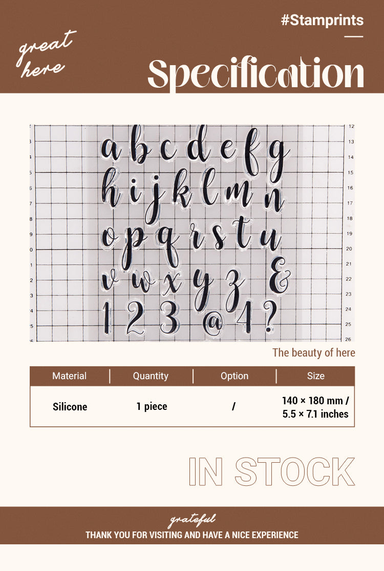 2Handwritten Alphabet and Number Transparent Stamps