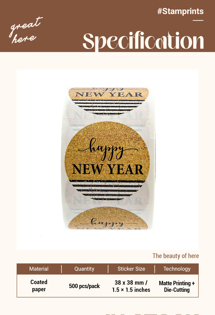 2Happy New Year Golden Gift Tag Seal Sticker1