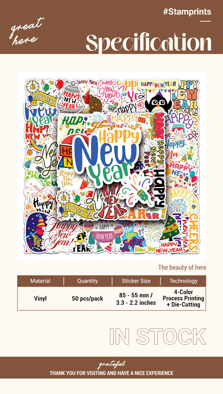 2Happy New Year Text Vinyl Stickers1