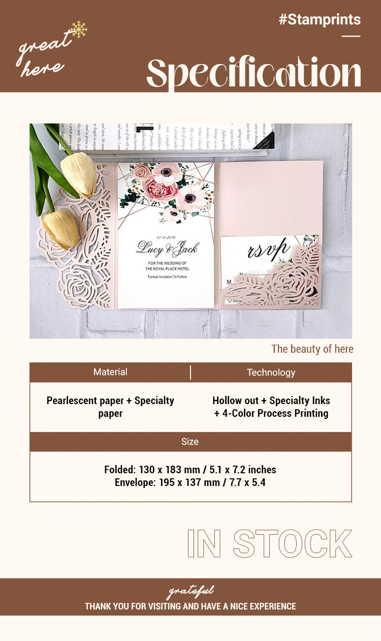 2High-End Tri-Fold Rose Flower Greeting Card Invitation1