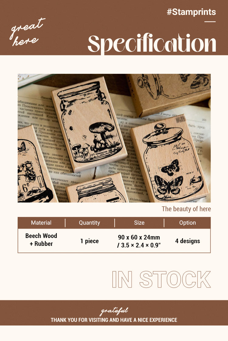 2In the Bottle Series Butterfly Flower Wooden Rubber Stamp1