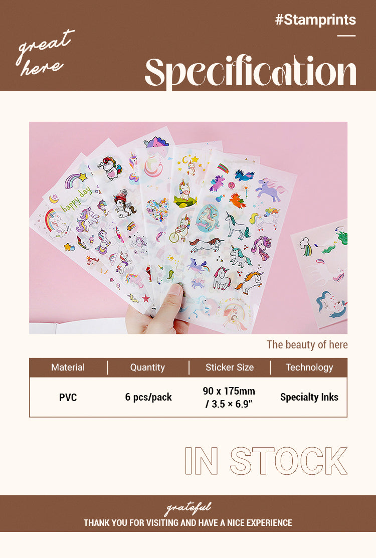 2Kawaii Cartoon Unicorn Stickers