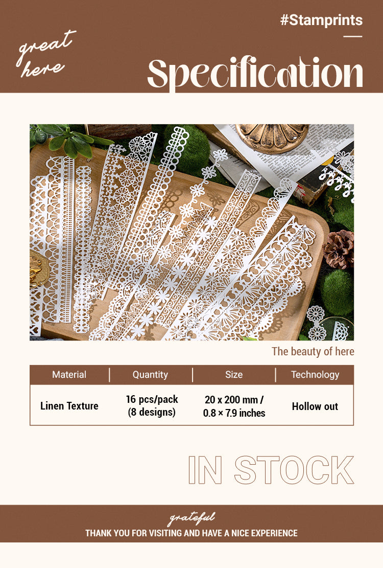 2Linen Pattern Die-cut Lace Decorative Paper