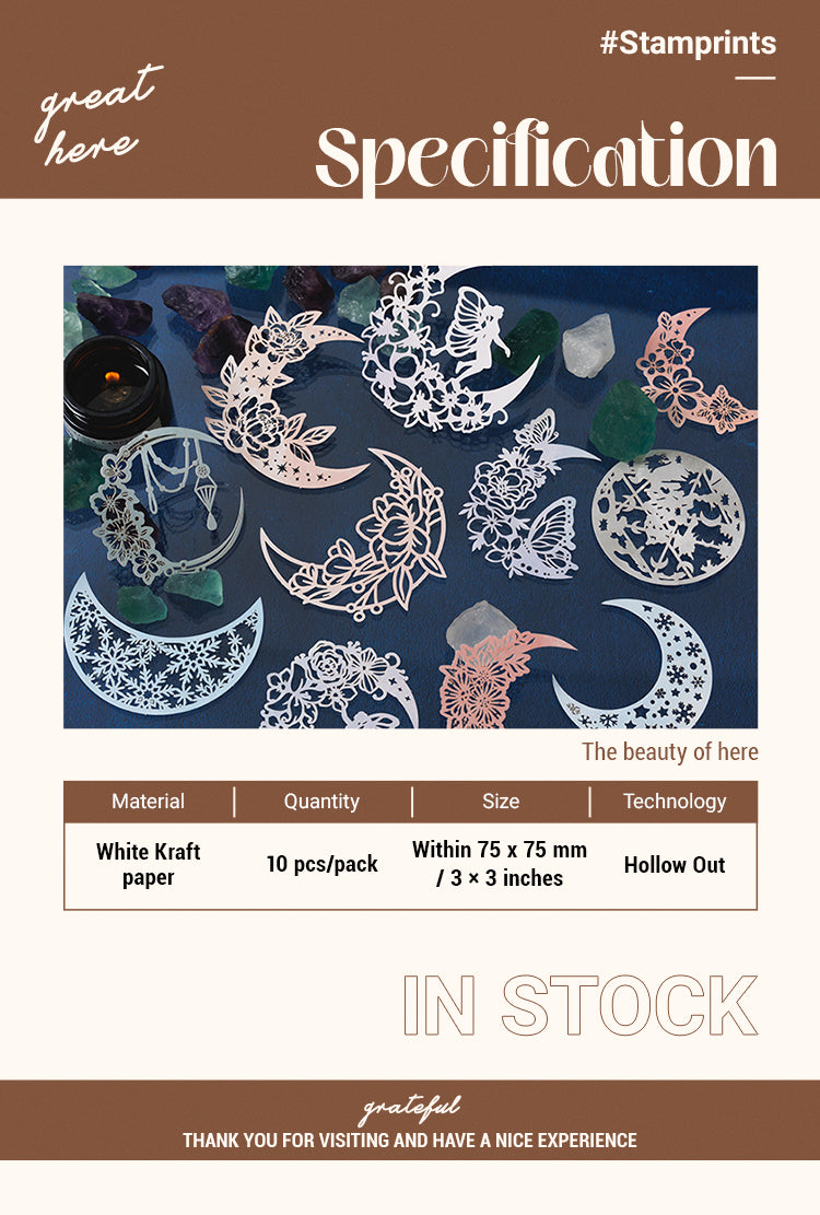 2Lunar Phase-themed Exquisite Cutout Decorative Paper