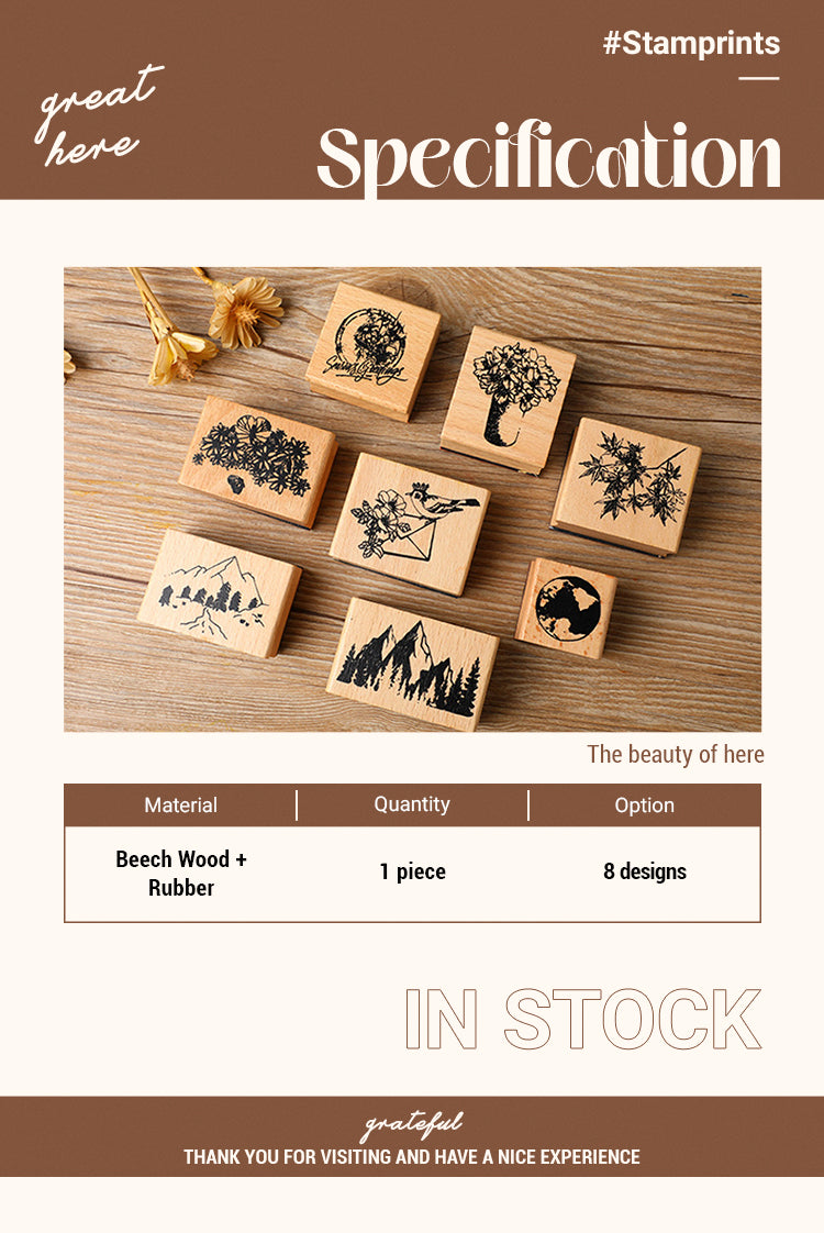 2Mountains and Forests DIY Retro Natural Scenery Wood Rubber Stamp1