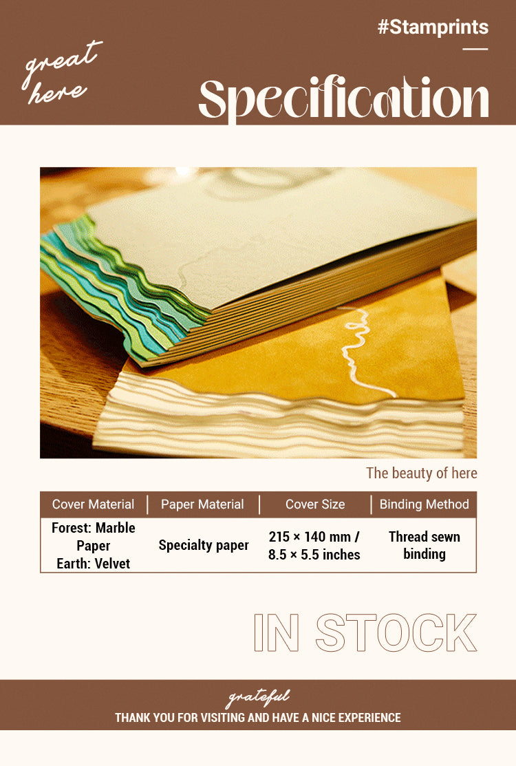 2Nature Story Series Velvet Marble Paper Cover Journal Notebook
