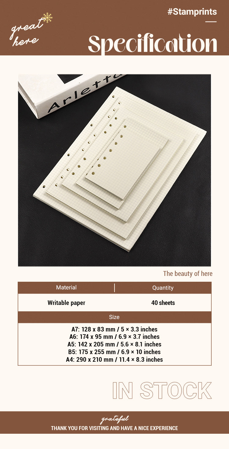 2Notebook Grid Replacement Refills - A4, A5, B5, A6, A71