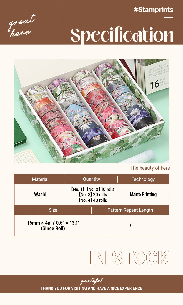 2Pastoral Flower Washi Tape Set