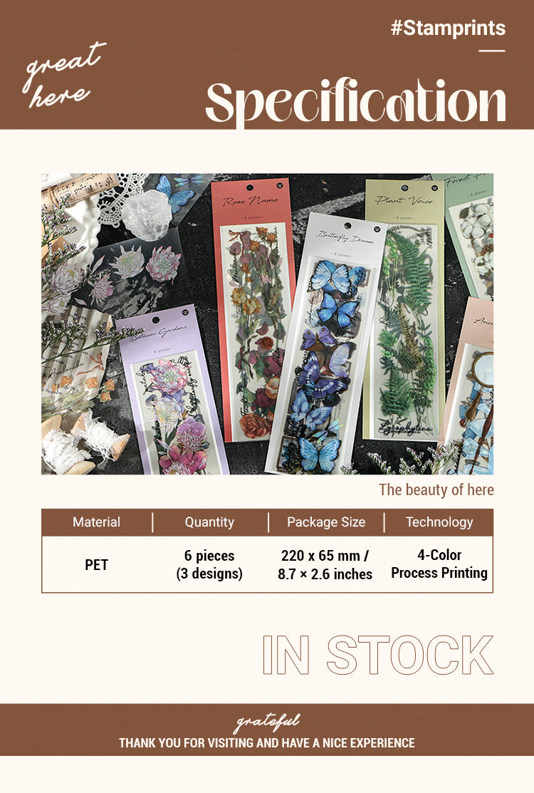 2Plant and Butterfly PET Clear Sticker