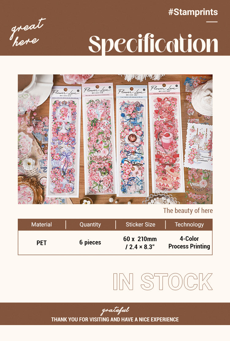 2Romantic Pink Sakura Flower PET Stickers