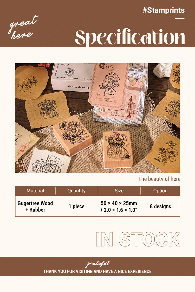 2Rose Room Series Plant Wooden Rubber Stamp